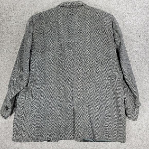 Vintage John Weitz Tweed Sport‎ Coat Mens XL Black White Herringbone Wool Lined - Picture 3 of 16